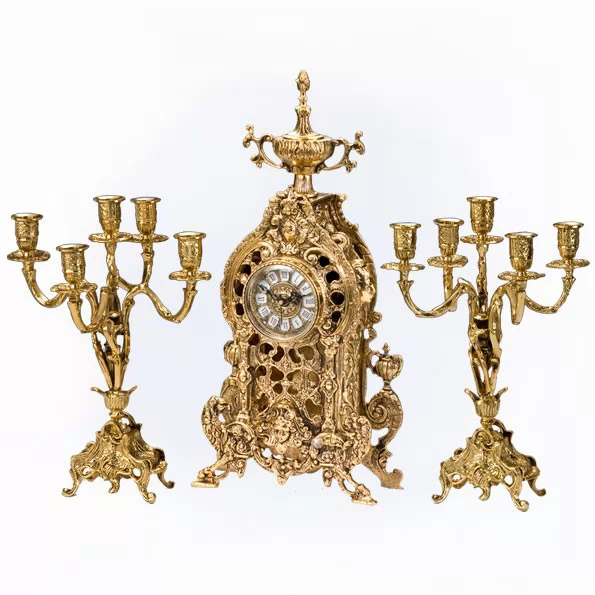 Часы каминные 'Дракон' с канделябрами на 5 свечей, набор из 3 предм.